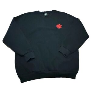 Original Deluxe Supply Embroidered Center Red Rose Black Hoodie Men Medium